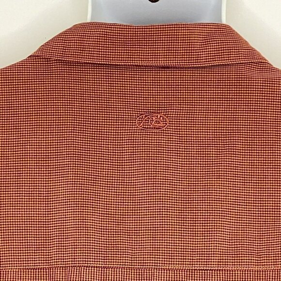 Quicksilver Men's Large Short Sleeved Button Front Shirt Rust Orange Plaid - Picture 5 of 12